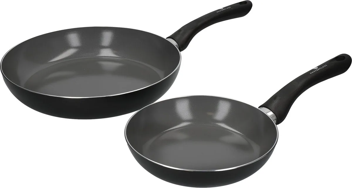 Can-to-Pan Keramische Eco koekenpannenset - gemaakt van 70 % gerecycled aluminium en met anti-aanbaklaag de MasterClass en Noir – photo produit