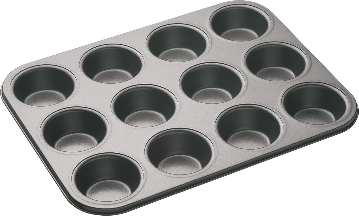 Cupcake Bakvorm Met 12 Gaten / Bakvorm Met Antiaanbaklaag - 35 X 27 cm von MasterClass in Schwarz – Produktfoto