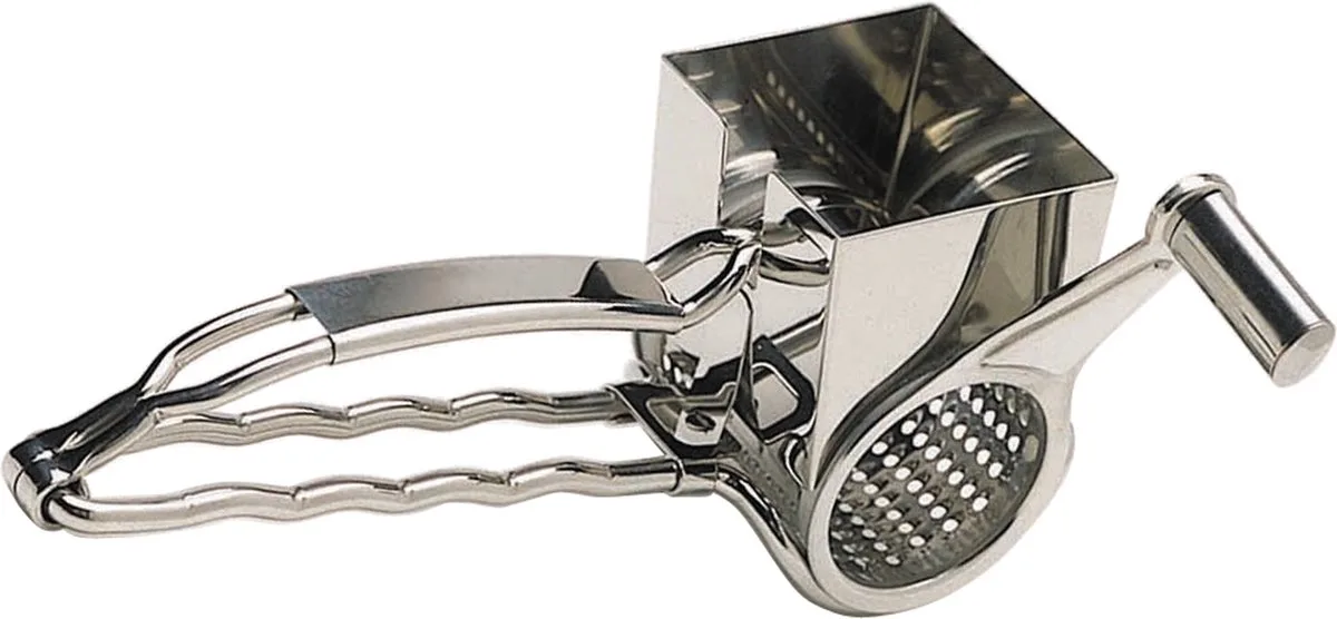 Deluxe Roestvaststalen Roterende Kaasrasp met Eenvoudige Draai Handgreep van MasterClass in Zilver – productfoto