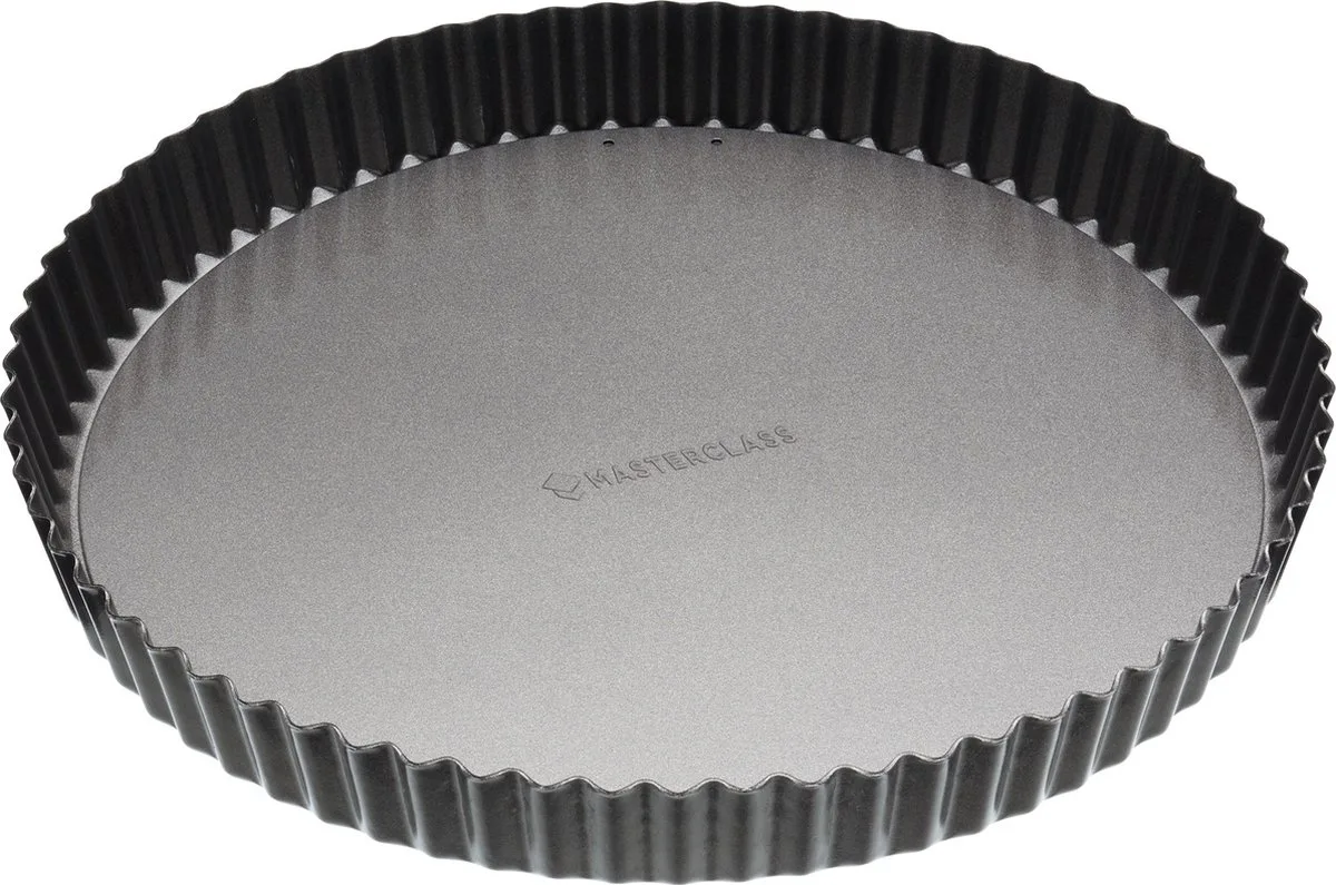 Gecanneleerde Ronde Flan / Quichevorm Met Antiaanbaklaag - Koolstofstaal 28 x 28 x 3,4 Centimeter van MasterClass in Grijs – productfoto