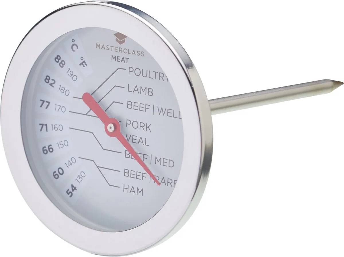 Grote Vleesthermometer - Roestvrij Staal 7,3 x 7,3 x 13,2 Centimeter Zilverkleurig van MasterClass in Zilver – productfoto