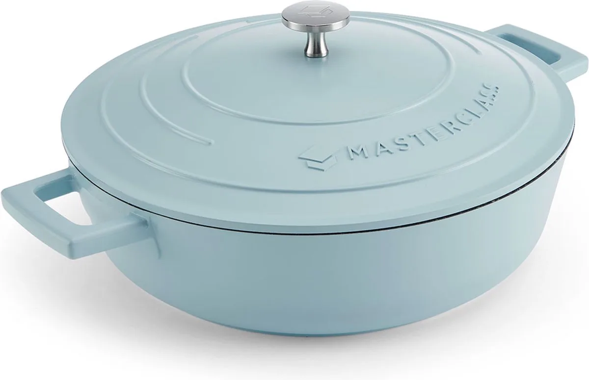 Hemelsblauwe, ondiepe aluminium braadpan, 4 liter de MasterClass en Bleu – photo produit