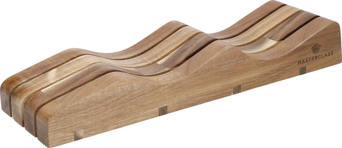 Houten Messenblok - Veiligheid en Hygiëne MessenHouder voor op Lades en Aanrechten 35 x 10 x 5.5cm de MasterClass en Marron – photo produit