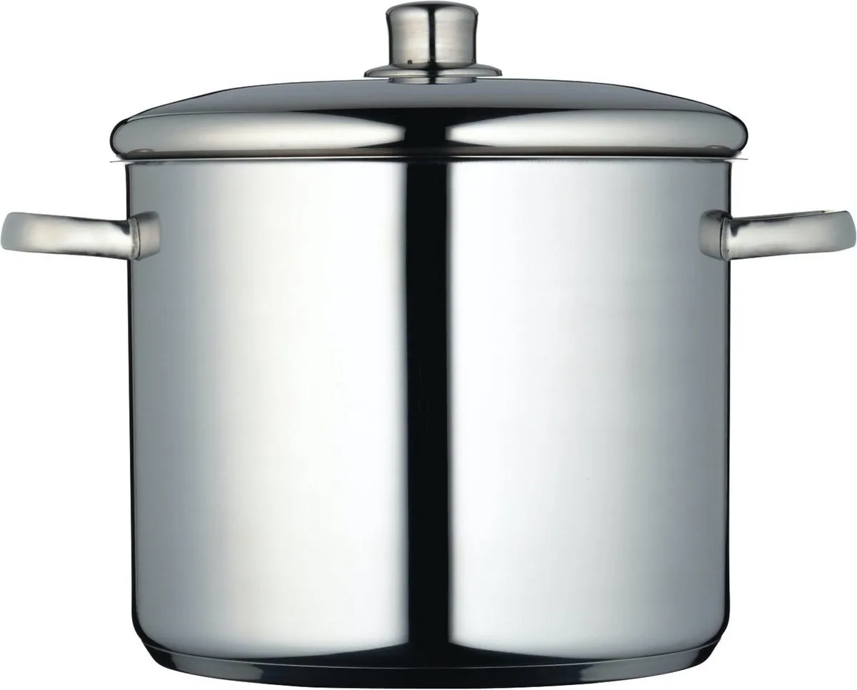 Inductie-Veilige Roestvrij Stalen Soeppan Met Deksel - 11 Liter van MasterClass in Zilver – productfoto
