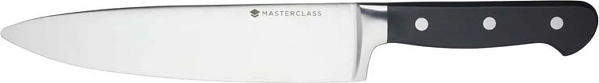 Koksmes 20cm, Afgeronde punt - Tipless - RVS Lemmet - Chefs Knife van MasterClass in Zwart – productfoto