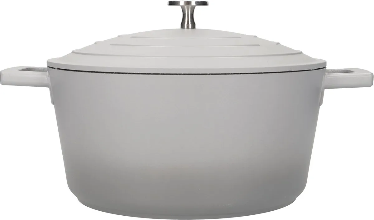 Lichtgewicht Braadpan met Deksel - Stoofpan van Gegoten Aluminium Geschikt voor Inductiekookplaat en Oven Ombre de MasterClass en Gris – photo produit