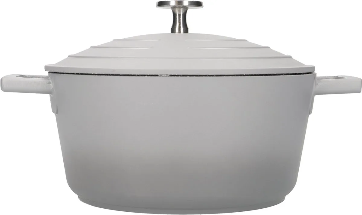 Lichtgewicht Braadpan met Deksel - Stoofpan van Gegoten Aluminium Geschikt voor Inductiekookplaat en Oven Ombre van MasterClass in Grijs – productfoto