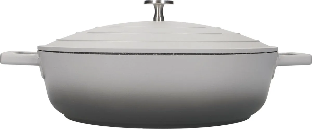 Ondiepe Braadpan met Deksel - Lichtgewicht Gegoten Aluminium Geschikt voor Inductiekookplaat en Oven Ombre de MasterClass en Gris – photo produit