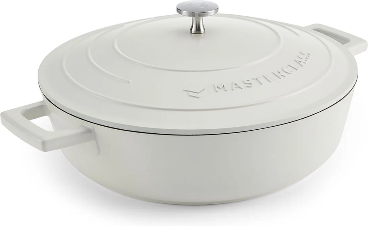 Ondiepe braadpan van gegoten aluminium, 4 liter van MasterClass in Crème – productfoto