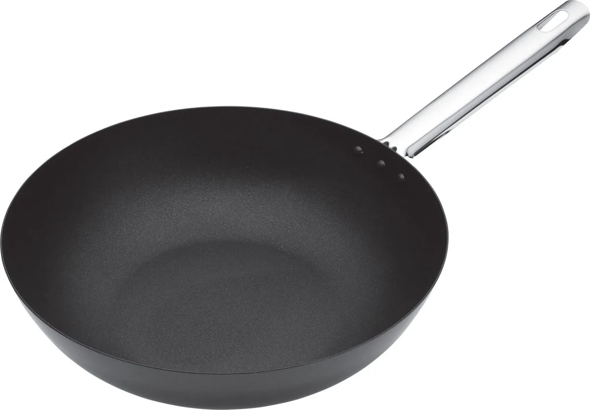 Professionele Wok uit carbon steal met Antiaanbaklaag - 30 cm by MasterClass in Rvs – product photo