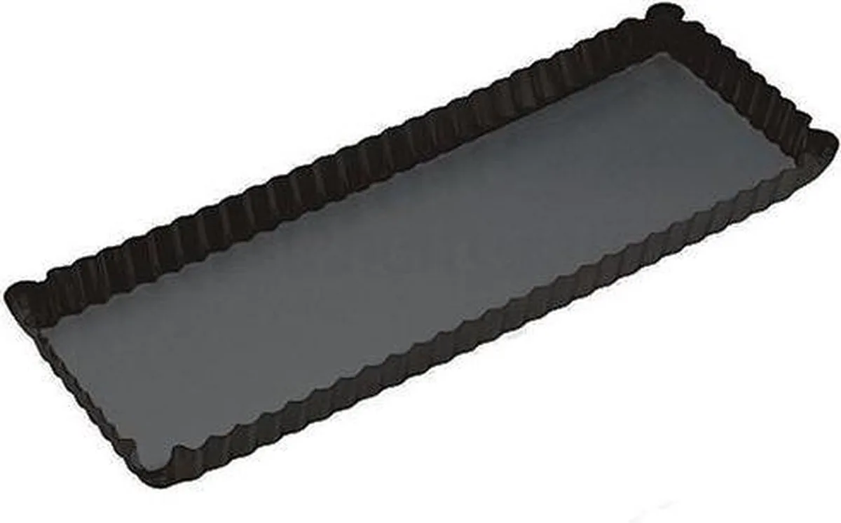 Rechthoekige geribbelde bakvorm met losse bodem, 36cm x 13cm van MasterClass in Grijs – productfoto