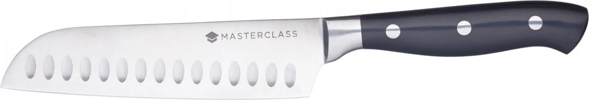 Santokumes 12cm, Zelfscherpend - RVS - Duurzaam - Santoku Knife van MasterClass in Zwart – productfoto