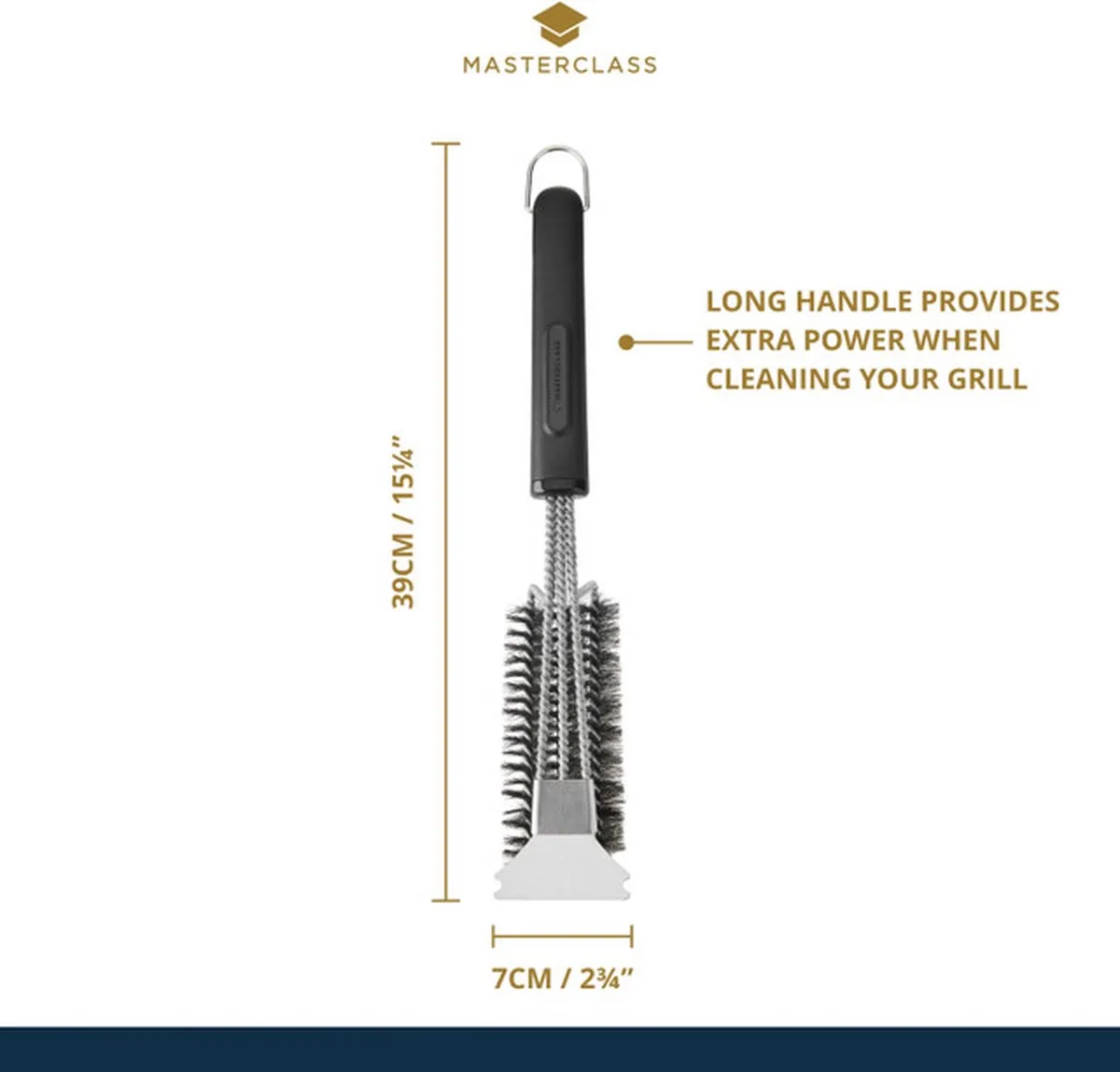 Staal Mcbbqbrush Barbecueborstel Zilver van MasterClass in Zwart – productfoto
