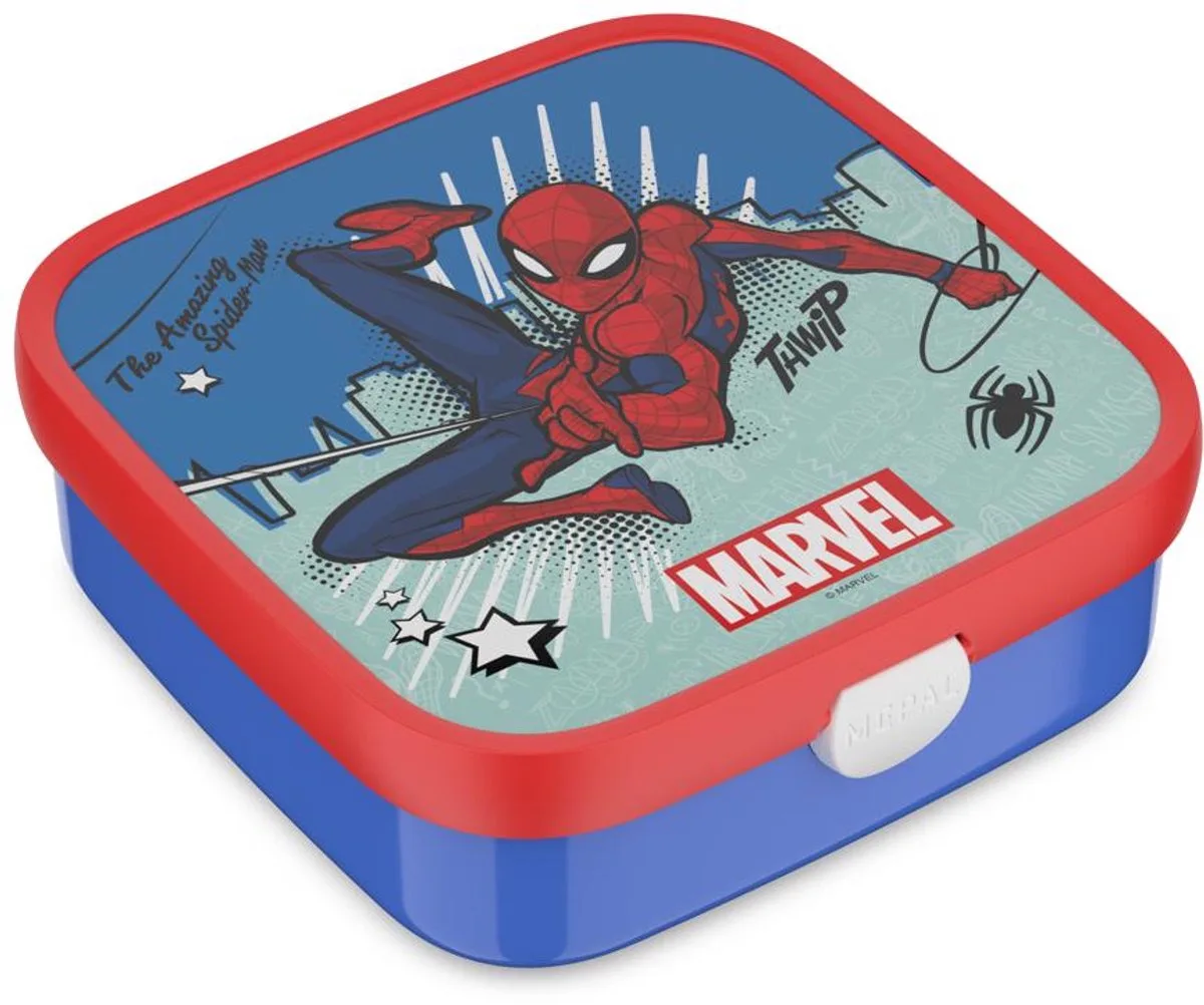 Bento lunchbox groot Campus - 1.25 l - Inclusief 2 uitneembare lekdichte bentobakjes & vorkje fra Mepal i Spiderman – produktbillede