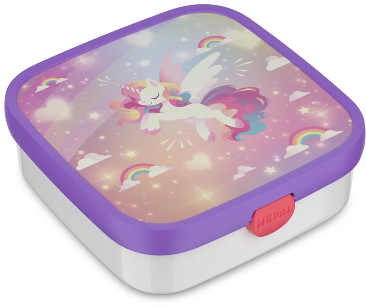 Bento lunchbox groot Campus - 1.25 l - Inclusief 2 uitneembare lekdichte bentobakjes & vorkje fra Mepal i Unicorn Glow – produktbillede