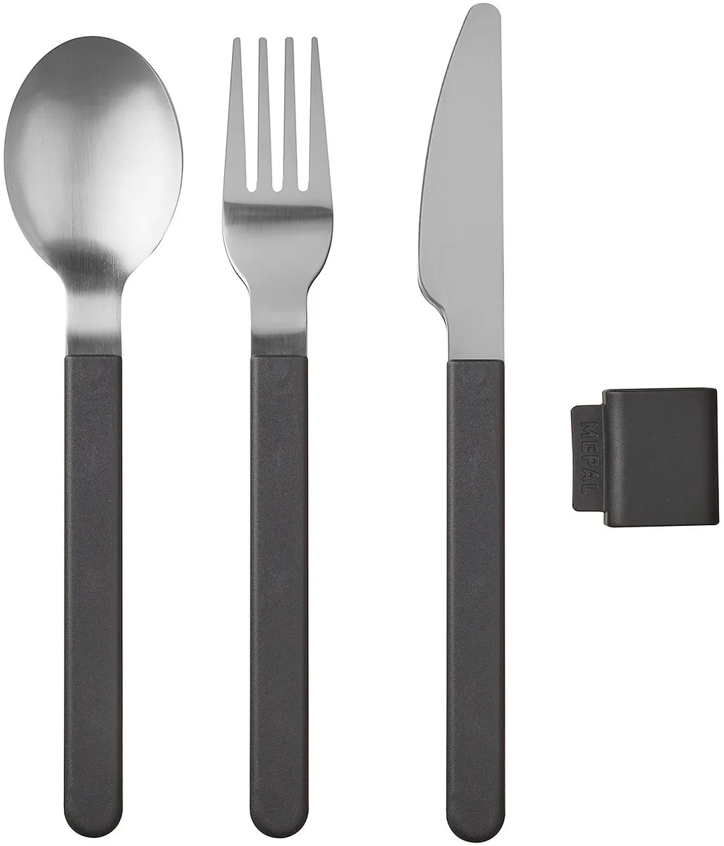bestekset Silueta - 3-delig - Reisbestek van Mepal in Nordic black – productfoto