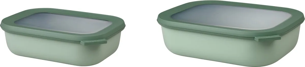 Bewaardoos 2 delig Cirqula - 1000 ml en 2000 ml - Rechthoekig van Mepal in Nordic sage – productfoto