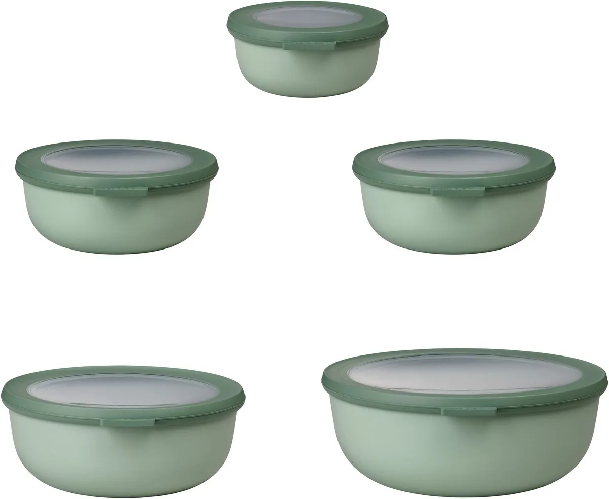 Bewaardoos 5 delig Cirqula - 350 ml. 2 x 750 ml. 1250 ml. 2250 ml - Rond von Mepal in Nordic sage – Produktfoto