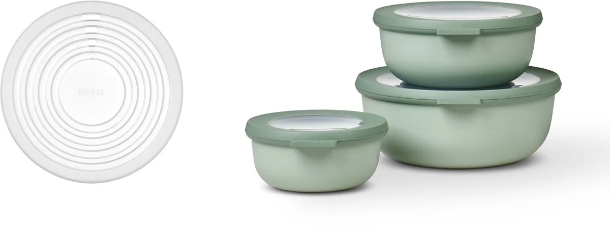 Bewaardoos set 3 delig + magnetrondeksel Cirqula - 2.35 l - Rond de Mepal en Nordic sage – photo produit