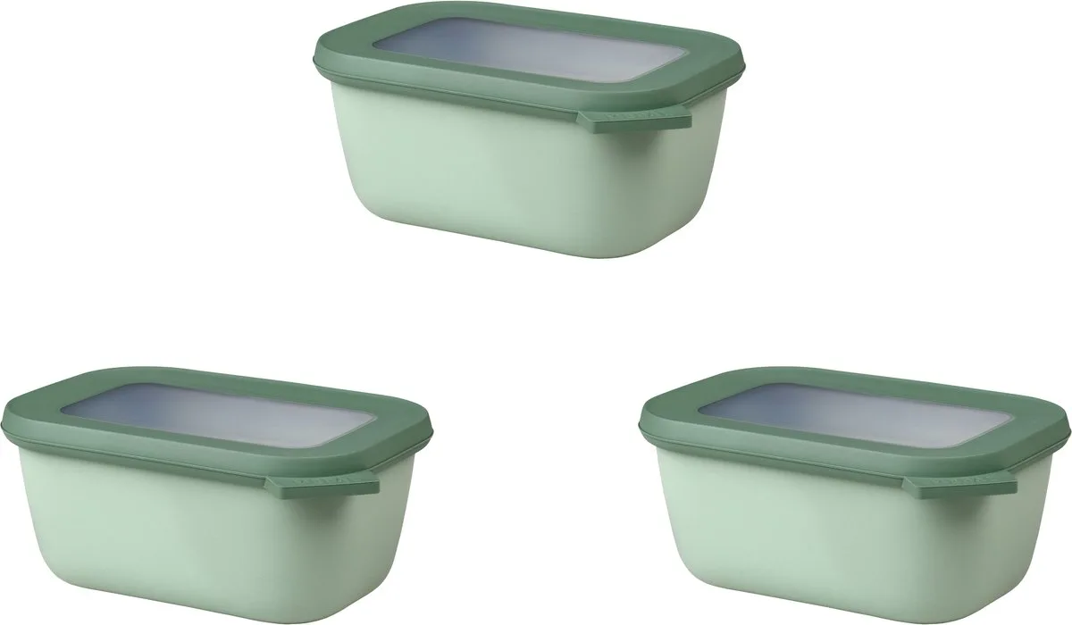 Bewaardoos set 3x 750 ml Cirqula - Rechthoekig de Mepal en Nordic sage – photo produit