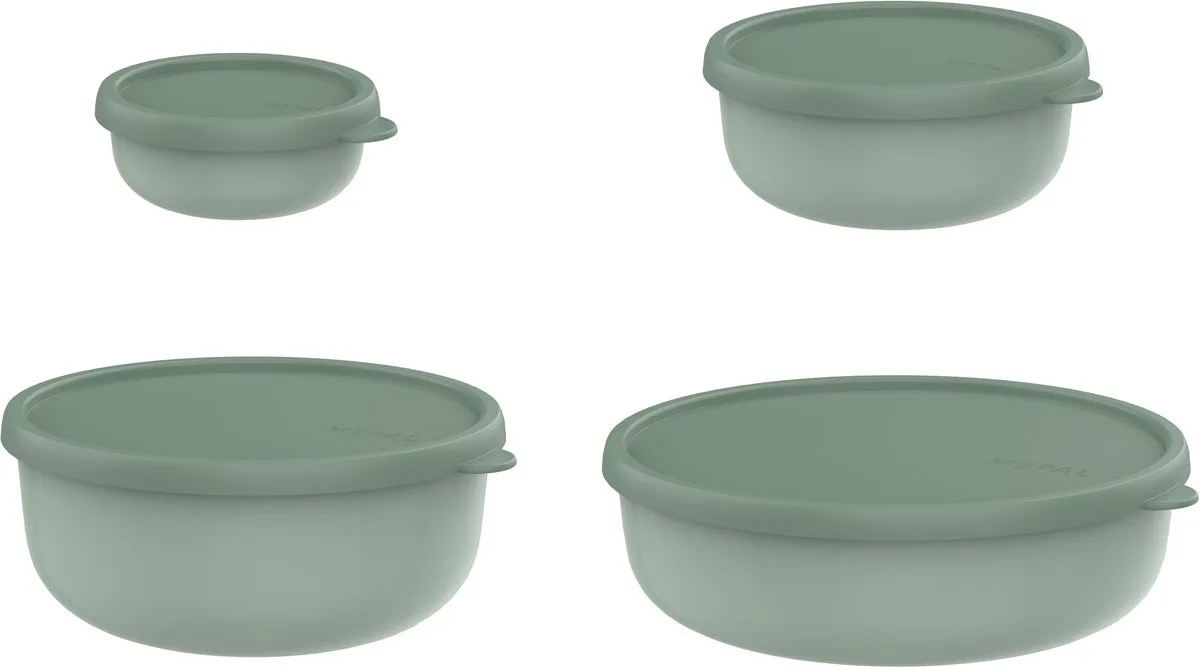 Bewaardoos set 4 delig Lumina - 250ml. 750 ml. 1500 ml. 2000 ml - Magnetronbakje met deksel de Mepal en Nordic sage – photo produit
