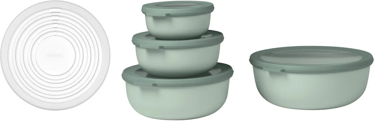 Bewaardoos set 4 delig + magnetrondeksel Cirqula - 4.6 l - Rond de Mepal en Nordic sage – photo produit