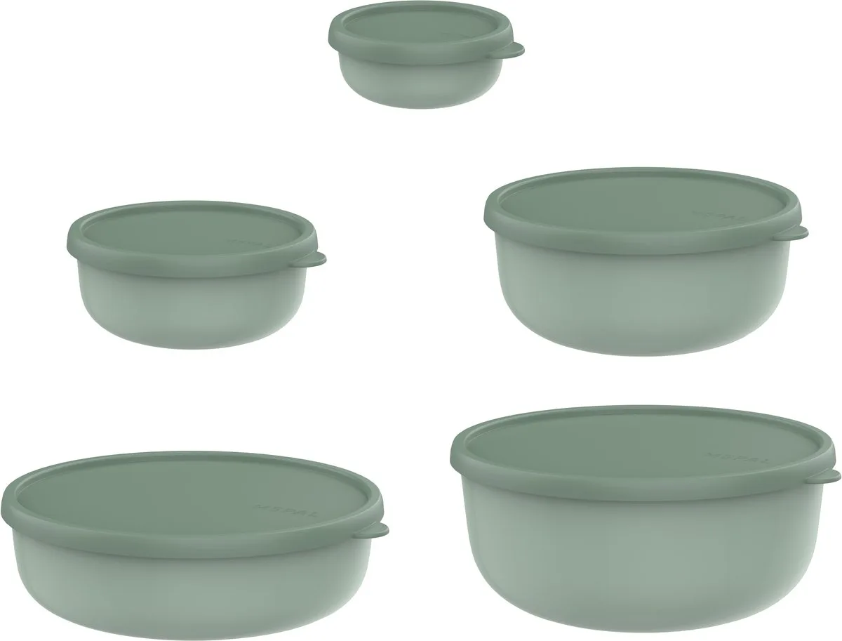 Bewaardoos set 5 delig Lumina - 250ml. 750 ml. 1500 ml. 2000 ml. 3000 ml - Magnetronbakje met deksel de Mepal en Nordic sage – photo produit
