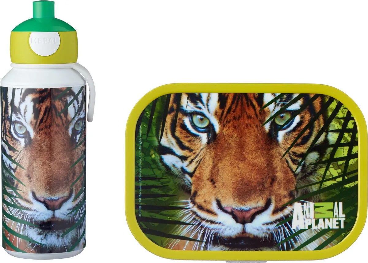 Campus Lunchset - pop up drinkfles en lunchbox - Animal Planet de Mepal en Tijger – photo produit