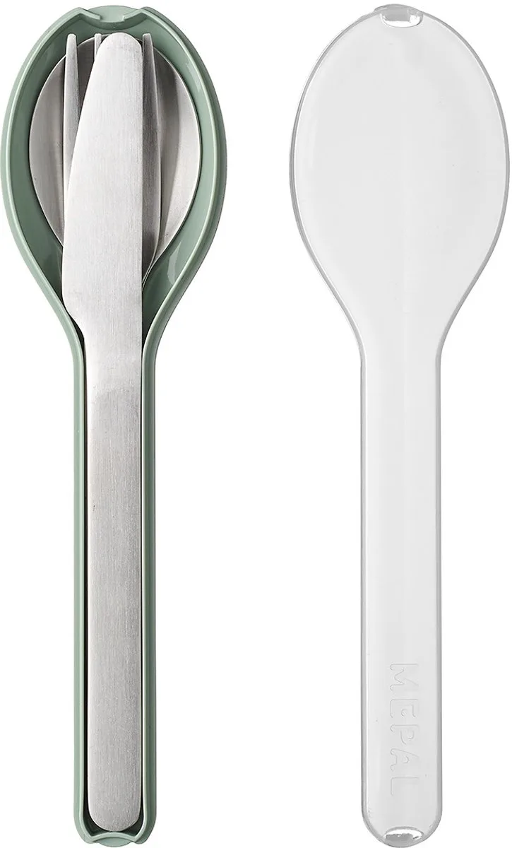 Ellipse bestekset 3-delig - Mes. vork en lepel - RVS van Mepal in Nordic sage – productfoto