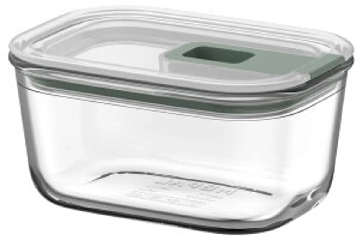 Glazen Vershouddoos EasyClip - 450 ml - Glazen vershoudbakjes met schuifsluiting - Geschikt voor magnetron. (stoom)oven. koelkast en vriezer van Mepal in Nordic sage – productfoto