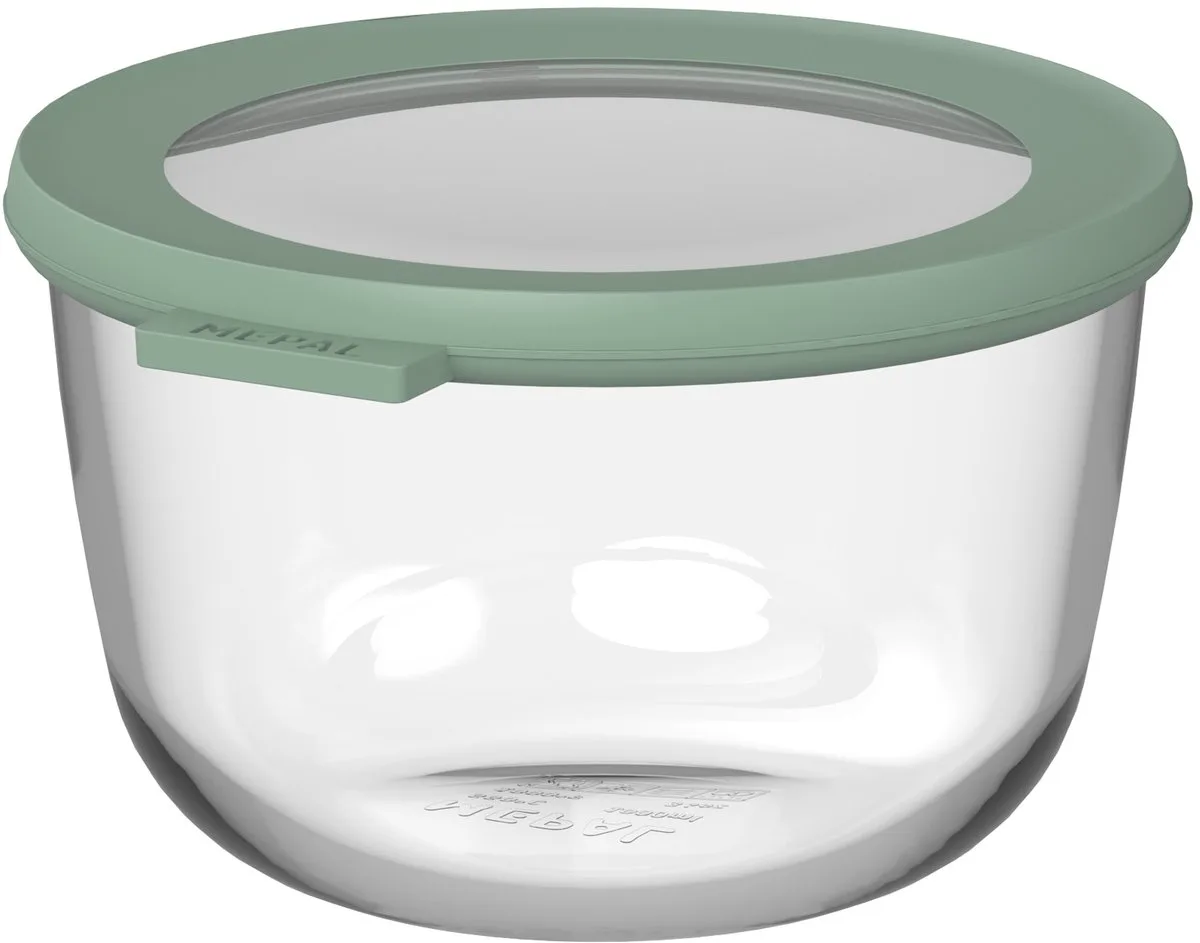Glazen vershouddoos rond Cirqula - 1000 ml - Glazen vershoudbakjes - Hittebestendig tot 550 °C. zonder deksel - Meal prep bakjes van Mepal in Nordic sage – productfoto