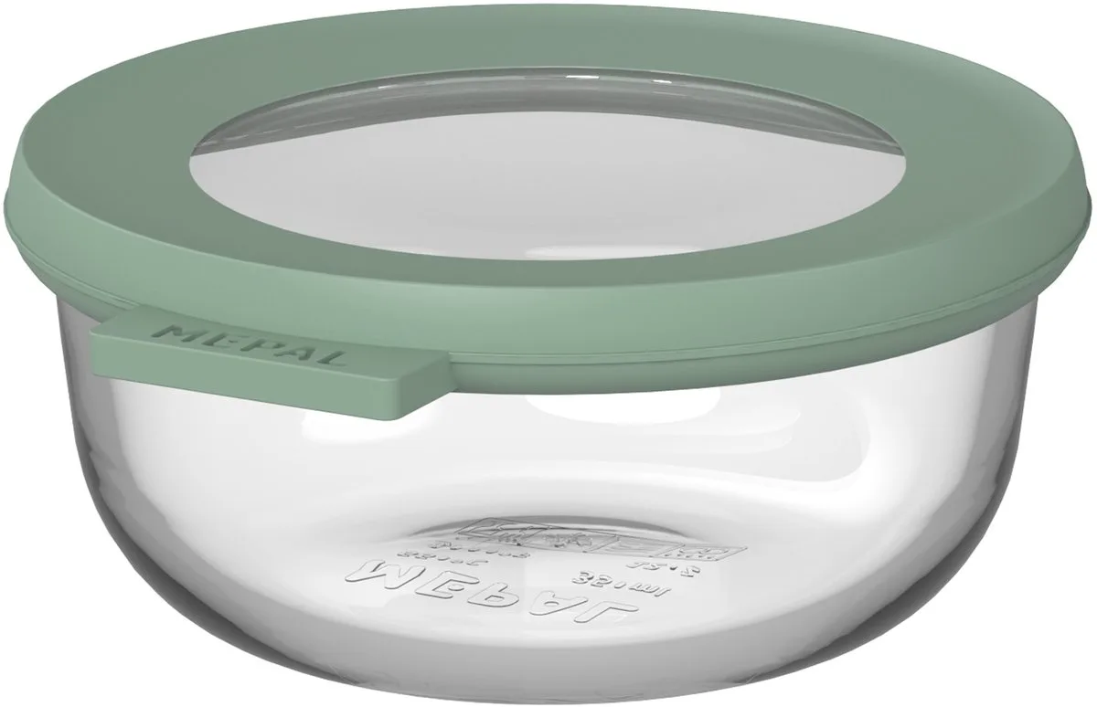 Glazen vershouddoos rond Cirqula - 350 ml - Glazen vershoudbakjes - Hittebestendig tot 550 °C. zonder deksel - Meal prep bakjes van Mepal in Nordic sage – productfoto
