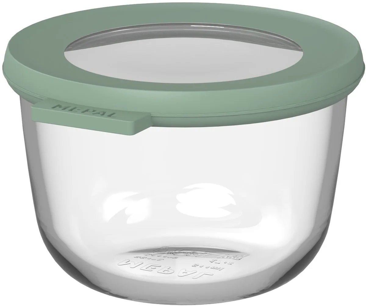 Glazen vershouddoos rond Cirqula - 500 ml - Glazen vershoudbakjes - Hittebestendig tot 550 °C. zonder deksel - Meal prep bakjes van Mepal in Nordic sage – productfoto