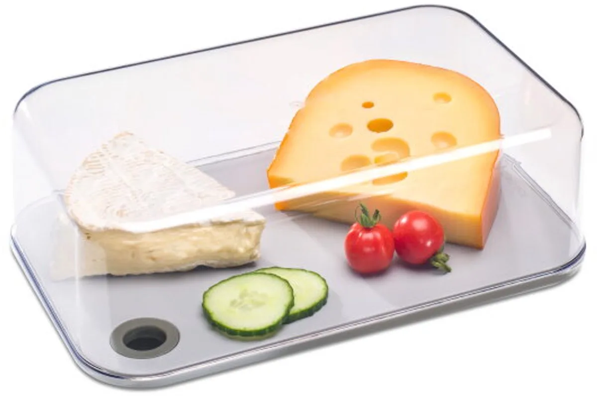 Kaasstolp Modula - 2800 ml - wit - inclusief snijplank - zicht op inhoud - vershouddoos - kaasbak de Mepal en Transparent – photo produit