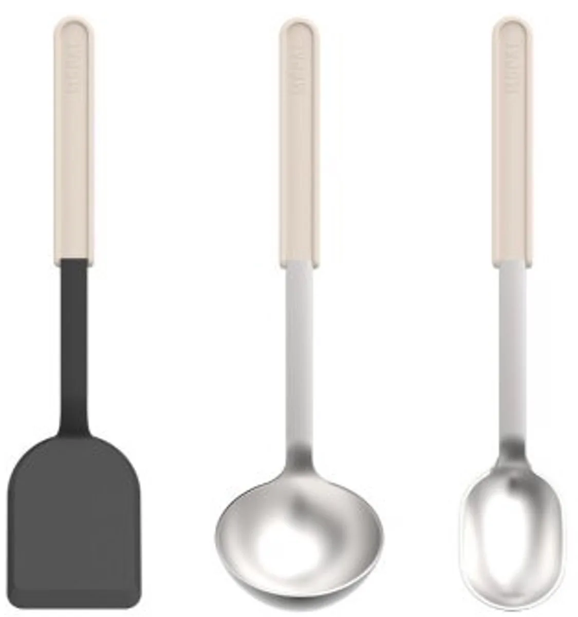 Kookset 3-delig (spatel + roerlepel + opscheplepel) Chef it - Kookgerei met antiaanbaklaag - Hittebestendig - Vaatwasmachinebestendig - Keukengerei de Mepal en Chalk – photo produit