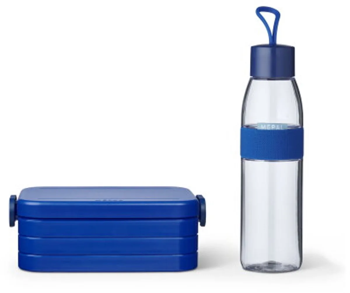 Lunchbox midi met Waterfles 500 ml - Broodtrommel - 4 boterhammen van Mepal in Vivid blue – productfoto