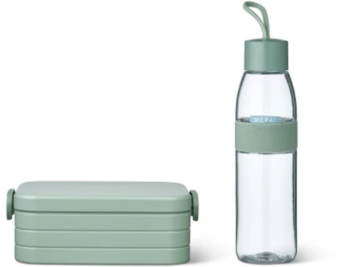 Lunchbox midi met Waterfles 500 ml - Broodtrommel - 4 boterhammen från Mepal i Nordic sage – produktbild