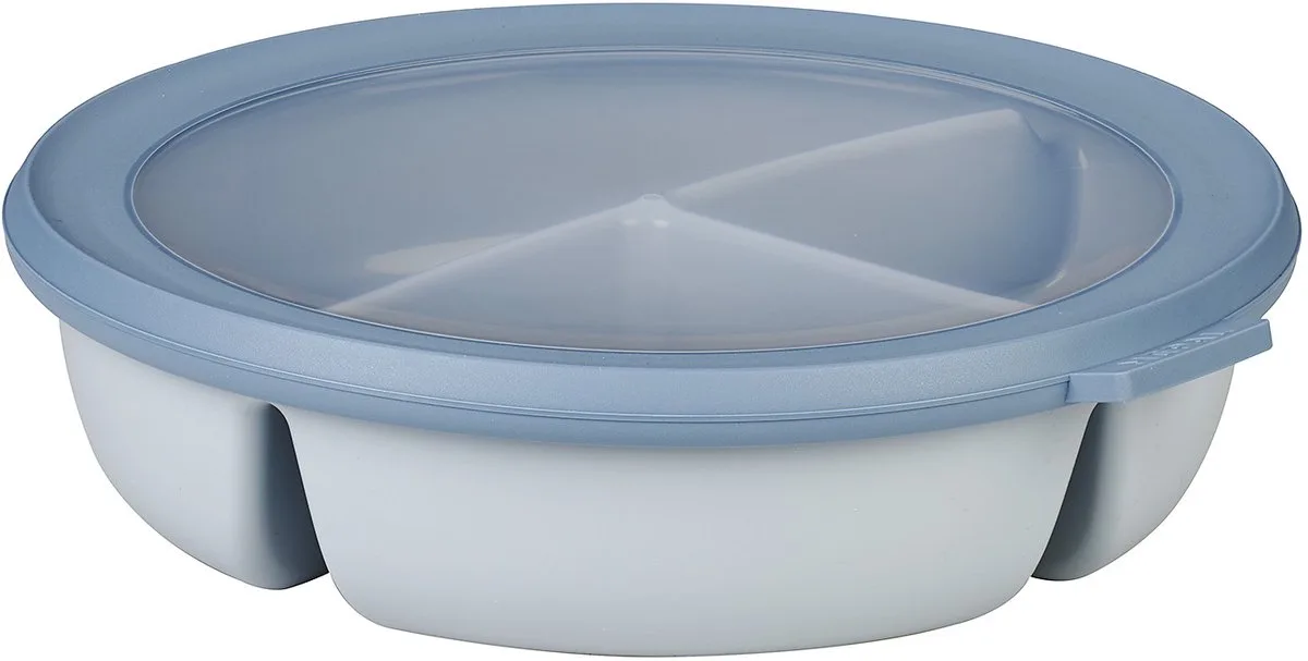 Multikom Cirqula vershouddoos - 3-vaks bento bowl - 250 ml. 250 ml & 500 ml - Rond van Mepal in Nordic blue – productfoto