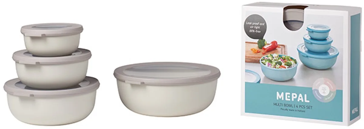 Multikom Cirqula vershouddoos set - 350 + 750 + 1250 + 2250 ml - Rond van Mepal in Nordic white – productfoto