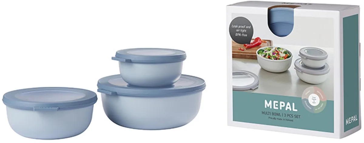 Multikom Cirqula vershouddoos set - 350 + 750 + 1250 ml - Rond fra Mepal i Nordic blue – produktbillede