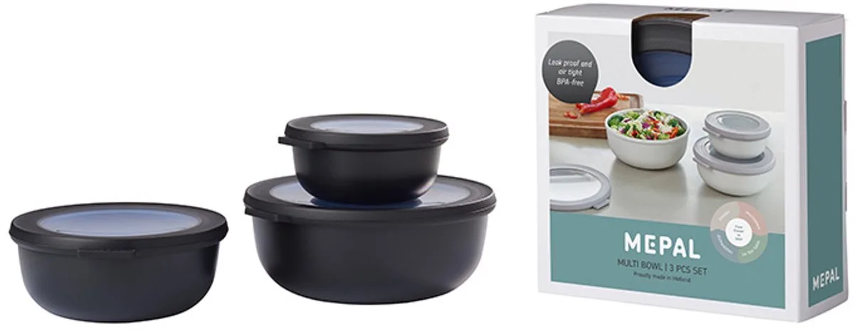 Multikom Cirqula vershouddoos set - 350 + 750 + 1250 ml - Rond von Mepal in Nordic black – Produktfoto