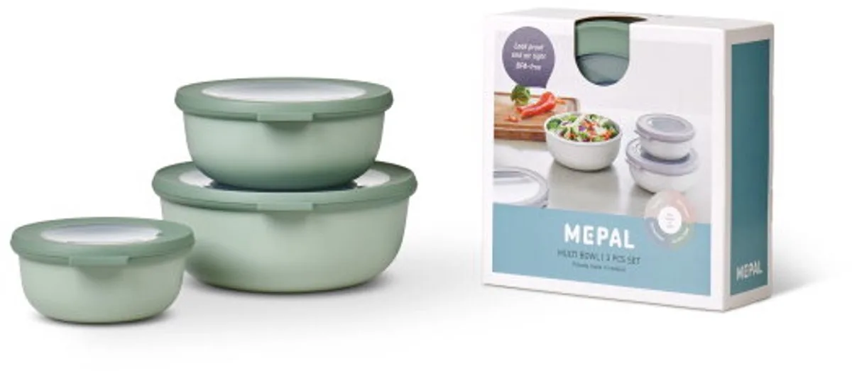 Multikom Cirqula vershouddoos set - 350 + 750 + 1250 ml - Rond by Mepal in Nordic sage – product photo