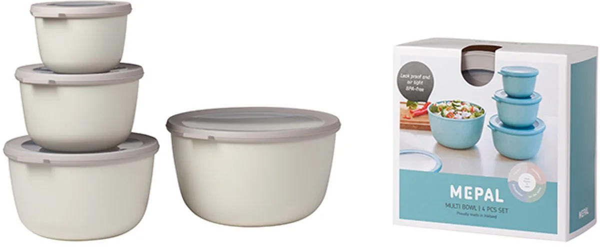 Multikom Cirqula vershouddoos set - 500 + 1000 + 2000 + 3000 ml - Rond van Mepal in Nordic white – productfoto