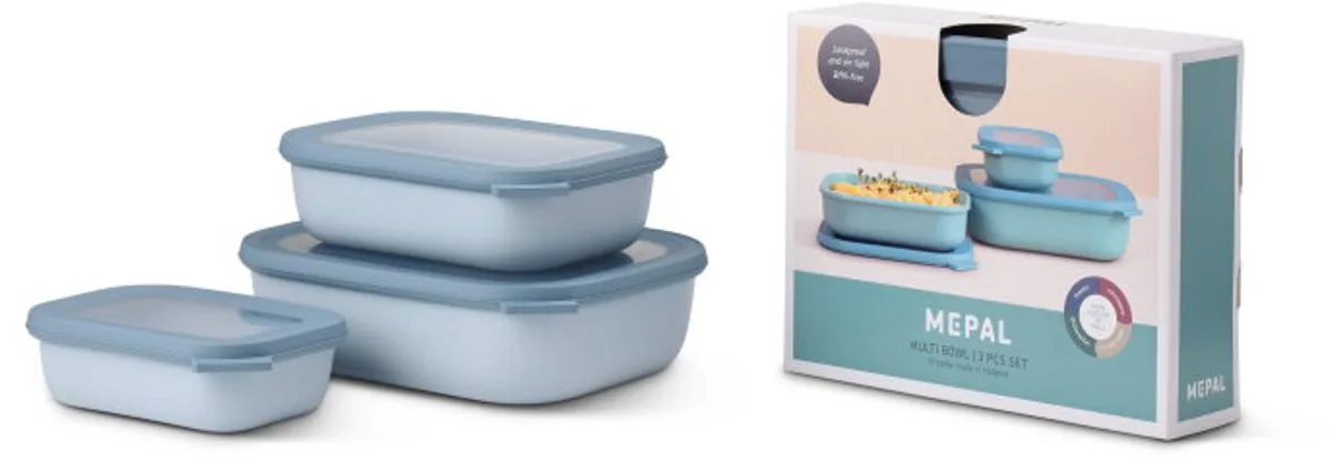 Multikom Cirqula vershouddoos set - 500 + 1000 + 2000 ml - Rechthoekig von Mepal in Nordic blue – Produktfoto