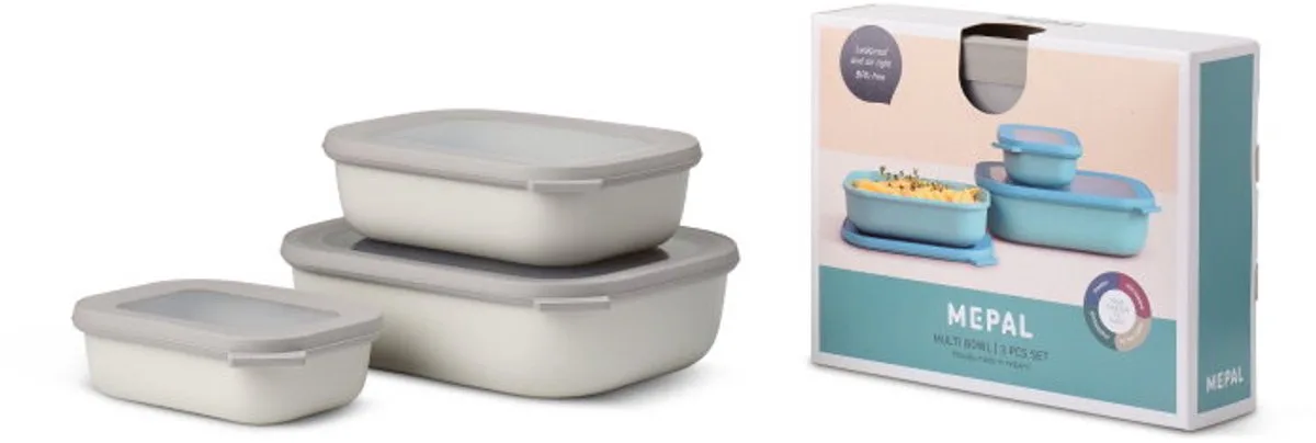 Multikom Cirqula vershouddoos set - 500 + 1000 + 2000 ml - Rechthoekig van Mepal in Nordic white – productfoto
