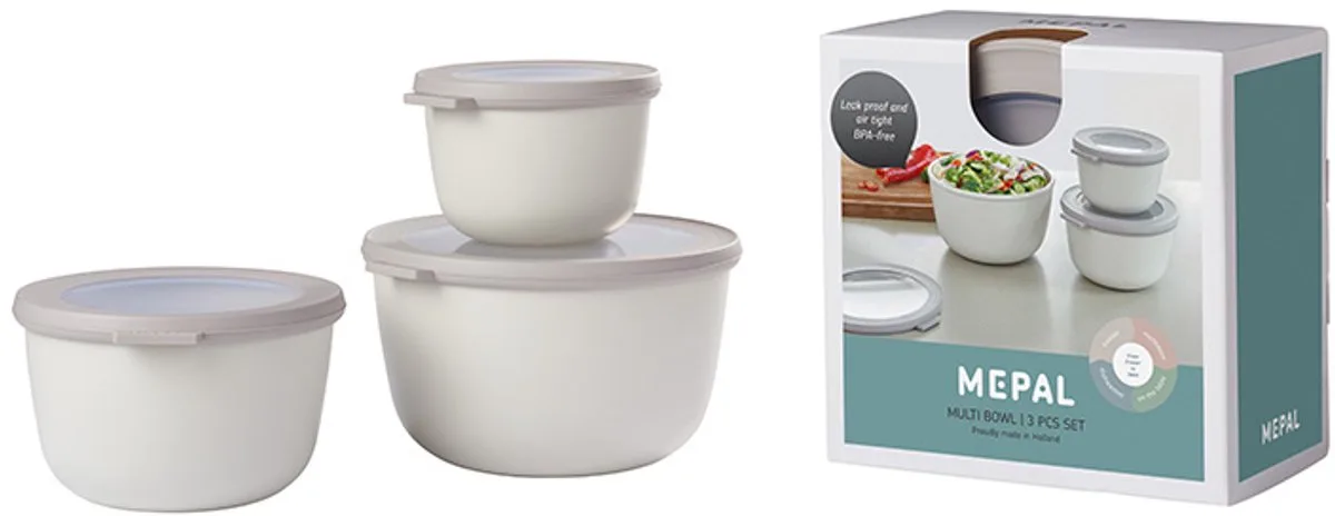 Multikom Cirqula vershouddoos set - 500 + 1000 + 2000 ml - Rond van Mepal in Nordic white – productfoto