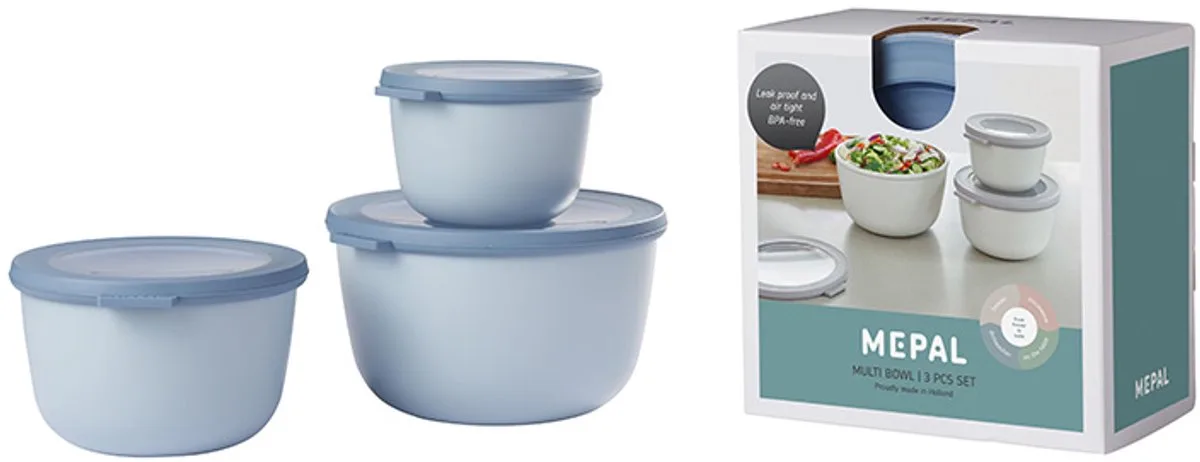Multikom Cirqula vershouddoos set - 500 + 1000 + 2000 ml - Rond von Mepal in Nordic blue – Produktfoto