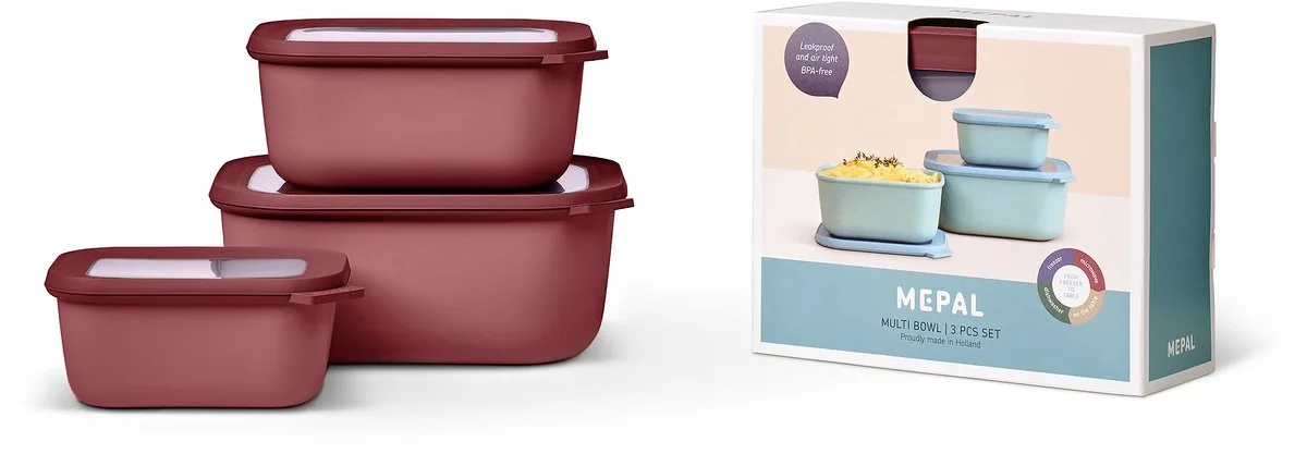 Multikom Cirqula vershouddoos set - 750 + 1500 + 3000 ml - Rechthoekig by Mepal in Vivid mauve – product photo