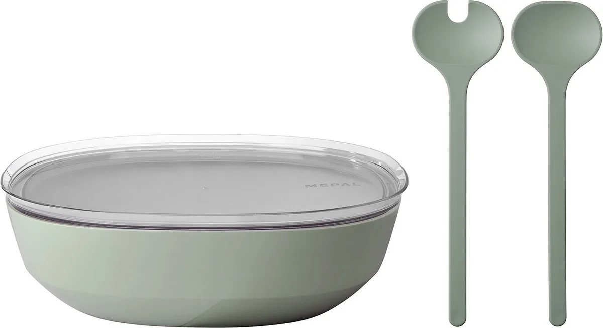 Servierschale mit Deckel & Salatbesteck Silueta 4000 ml by Mepal in Munt – product photo
