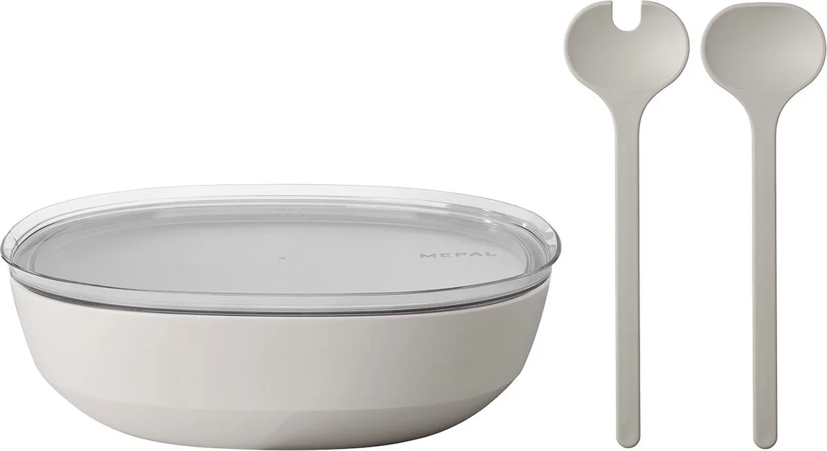 Servierschale mit Deckel & Salatbesteck Silueta 4000 ml van Mepal in Wit-gekleurd – productfoto